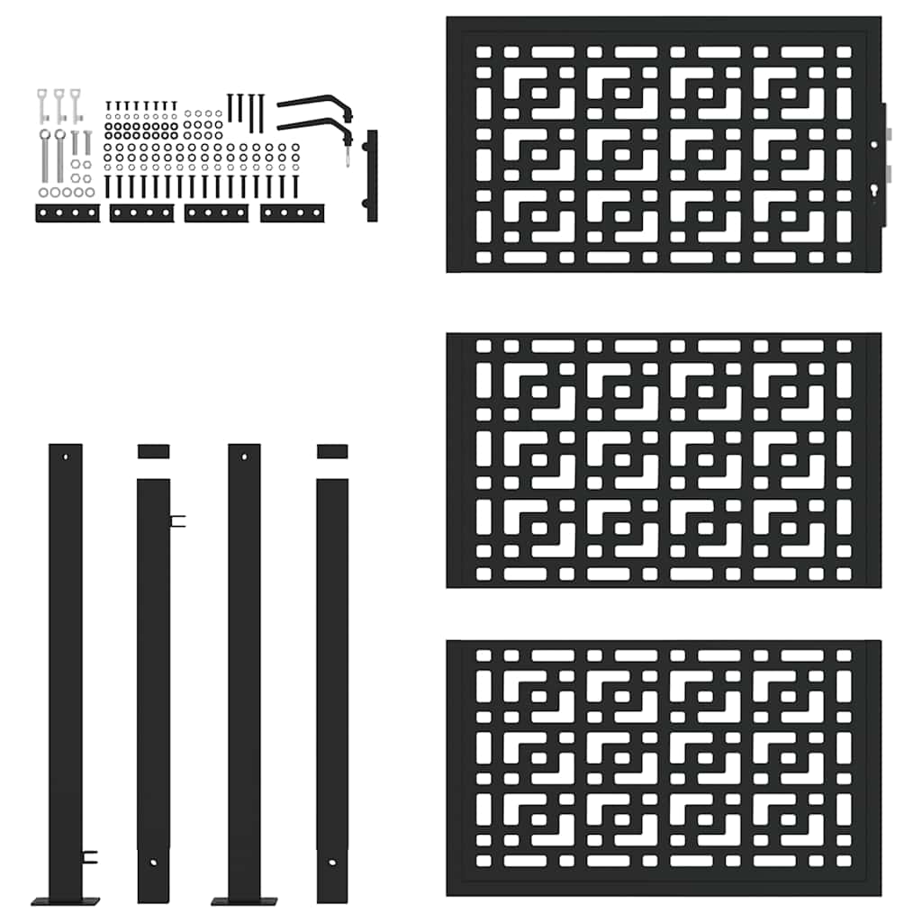 Garden Gate Black 100x150 cm Steel Cross  Design