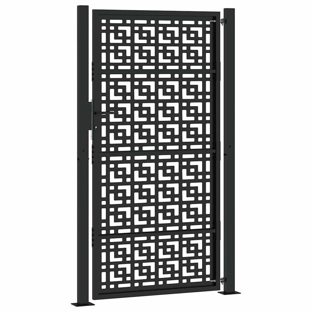 Garden Gate Black 100x175 cm Steel Cross Design