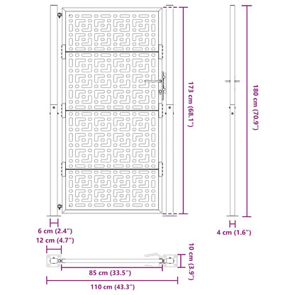Garden Gate Black 100x175 cm Steel Cross  Design