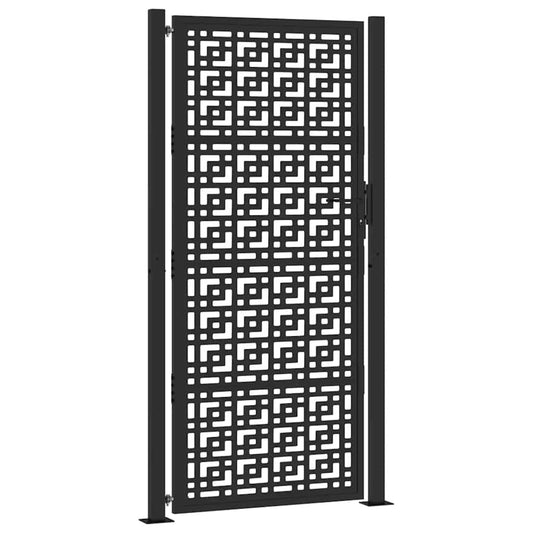 Garden Gate Black 100x200 cm Steel Cross  Design