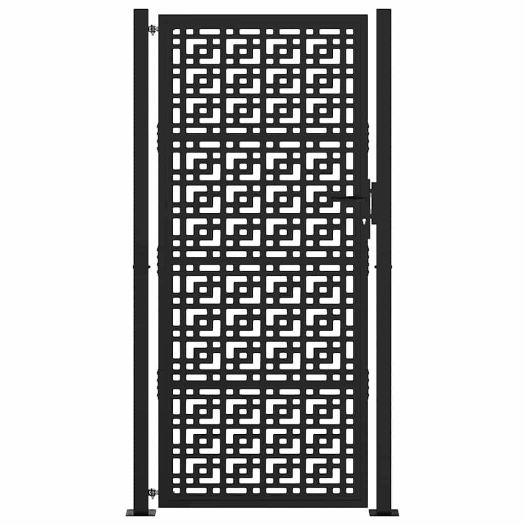 Garden Gate Black 100x200 cm Steel Cross  Design