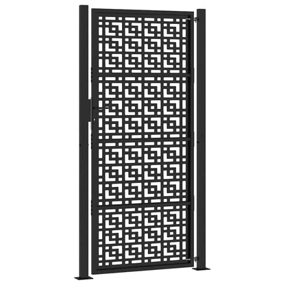 Garden Gate Black 100x200 cm Steel Cross Design