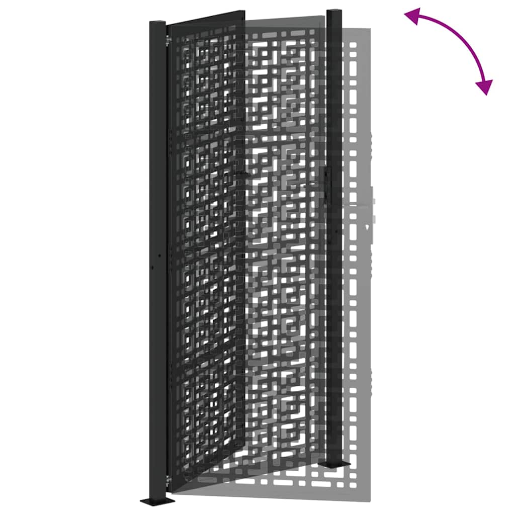 Garden Gate Black 100x200 cm Steel Cross Design