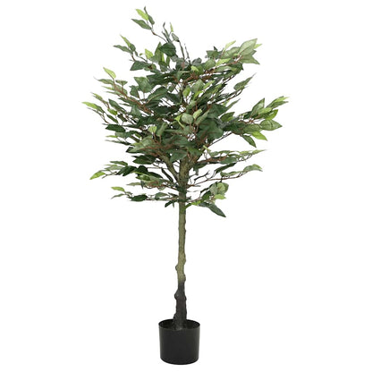 Artificial Ficus Tree with 480 Leaves, 130 cm tall in vibrant green, perfect for enhancing entryways and living spaces.