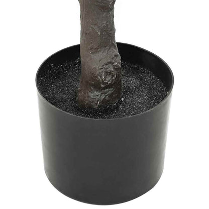Artificial Ficus Tree 480 Leaves displayed in a sturdy plastic pot, ideal for homes and offices, maintenance-free design in lush green.