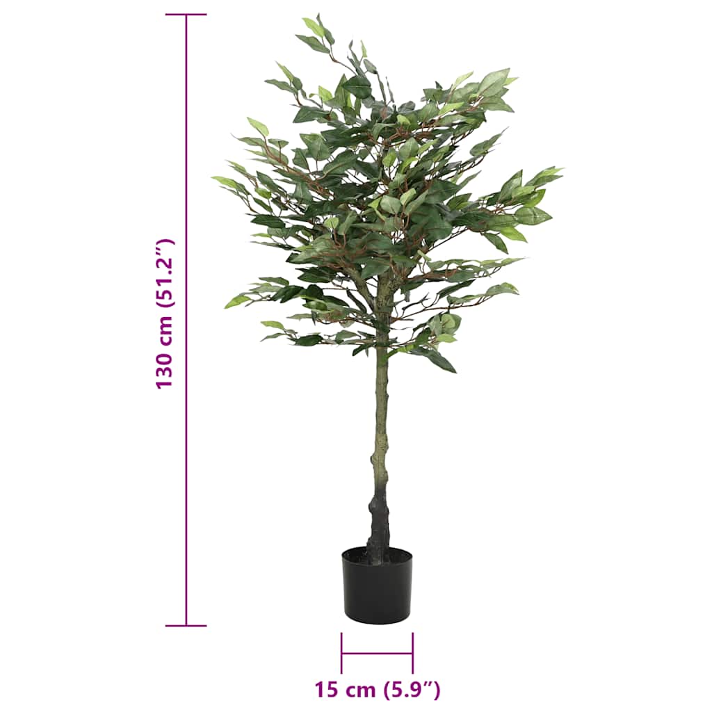 Close-Up of the Realistic Artificial Ficus Tree Leaves and Trunk – Beautiful Greenery for Low-Maintenance Decor