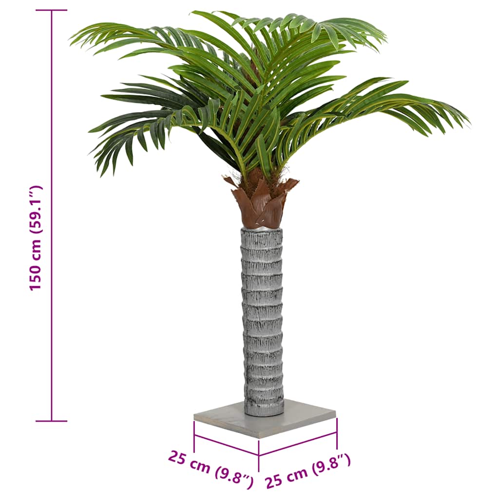 Close-up of 150 cm Artificial Palm Tree featuring realistic PEVA leaves, ideal for creating a tropical atmosphere indoors or outdoors.