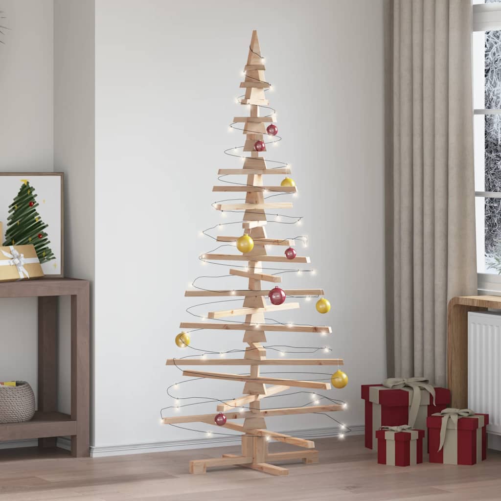 | Wooden Christmas Tree | with Stand natural 180 cm Solid pine wood