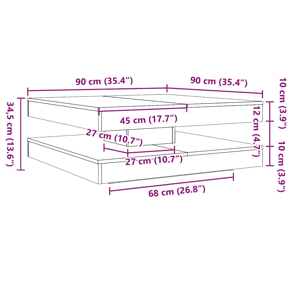 Coffee Table 360-Degree Rotatable Black Oak 90x90x34,5 cm