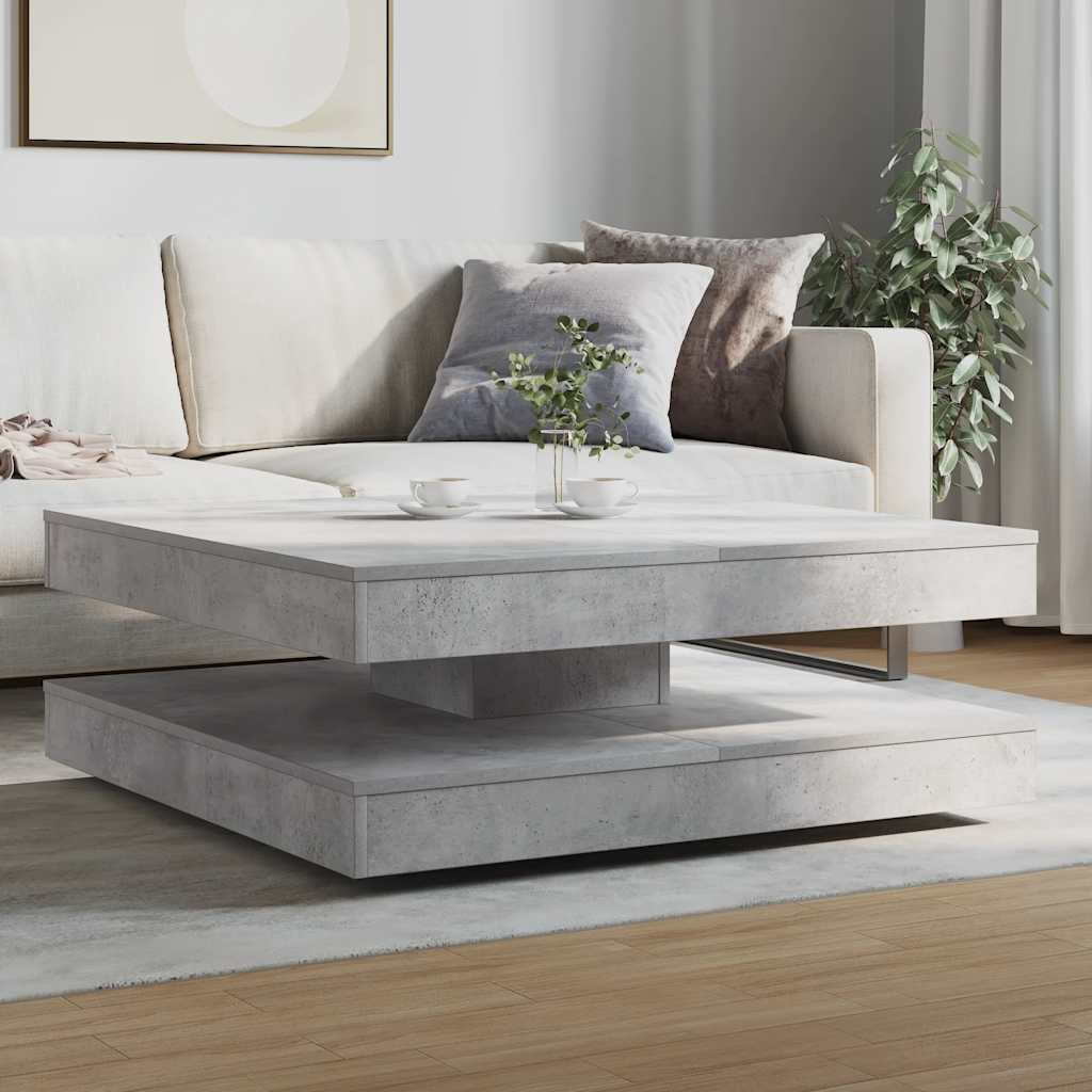 Coffee Table 360-Degree Rotatable Concrete Grey 90x90x34,5 cm