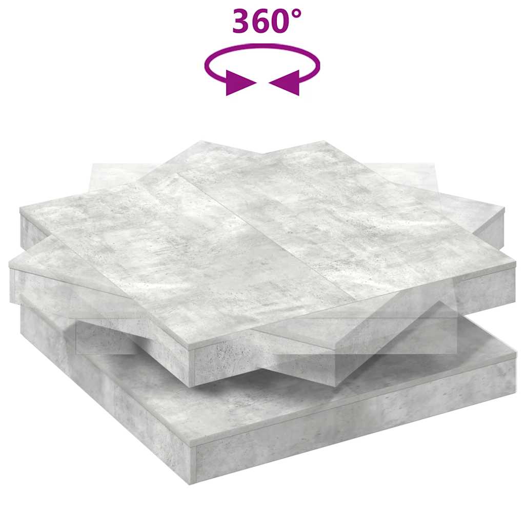 Coffee Table 360-Degree Rotatable Concrete Grey 90x90x34,5 cm