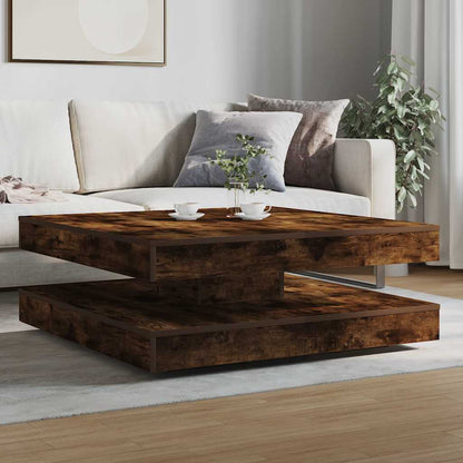 Coffee Table 360-Degree Rotatable Smoked Oak 90x90x34.5 cm
