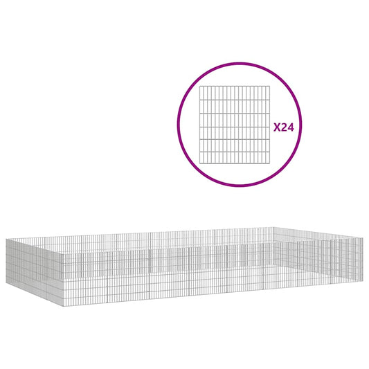 Free Range Animal Enclosure 24-Panel 54x60 cm Galvanised Iron