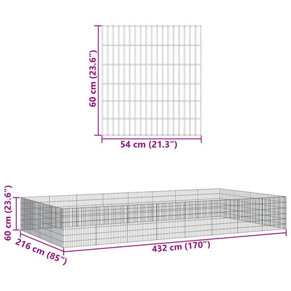 Free Range Animal Enclosure 24-Panel 54x60 cm Galvanised Iron