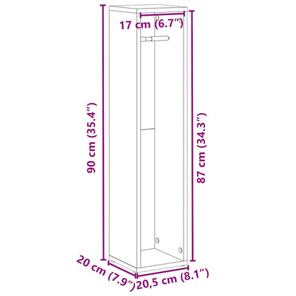 Bathroom Cabinet with Roll Holder Concrete Grey 20.5x20x90 cm