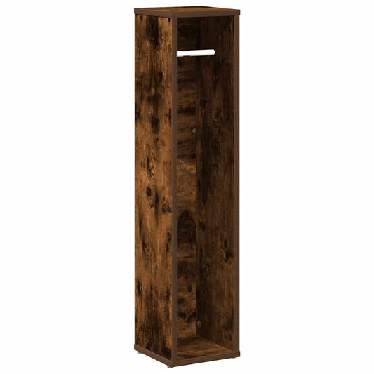 Bathroom Cabinet with Roll Holder Smoked Oak 20.5x20x90 cm