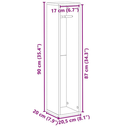 Bathroom Cabinet with Roll Holder Grey Sonoma 20.5x20x90 cm