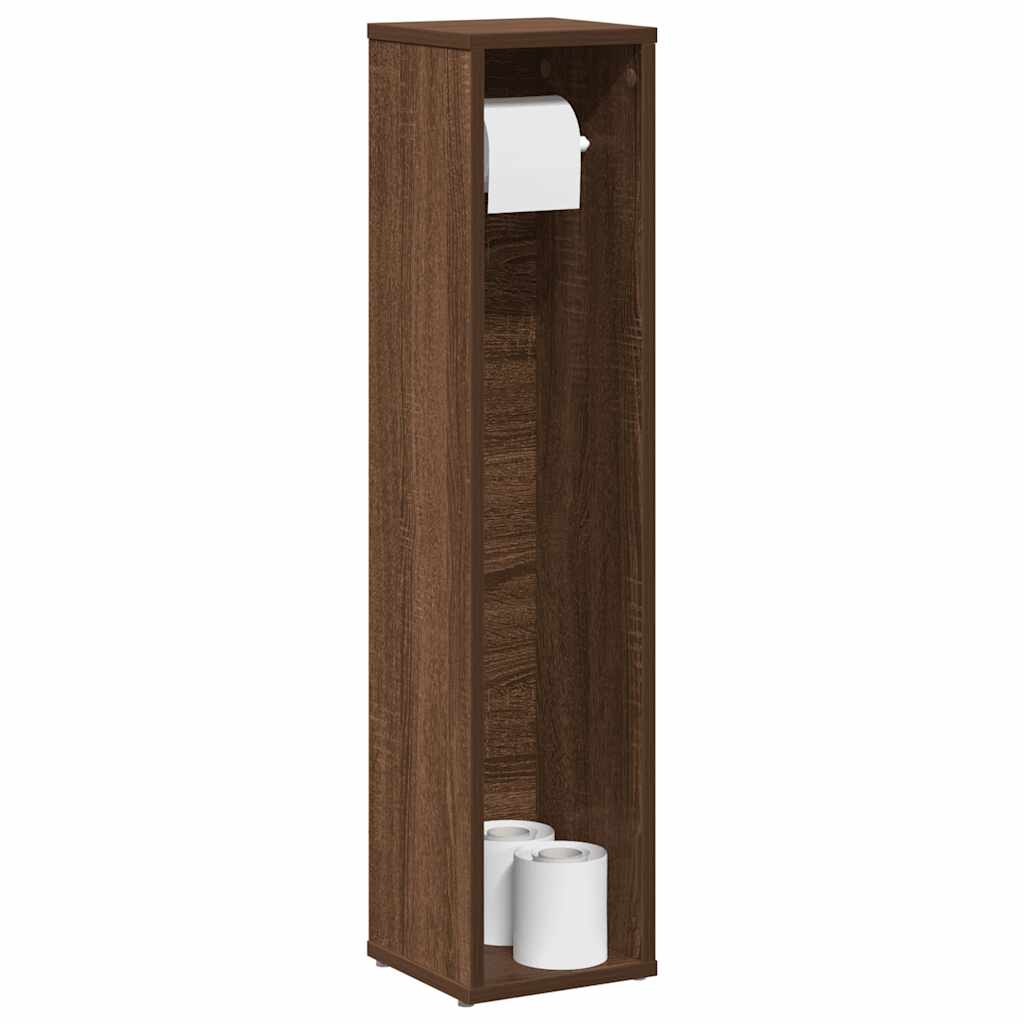 Bathroom Cabinet with Roll Holder Brown Oak 20.5x20x90 cm