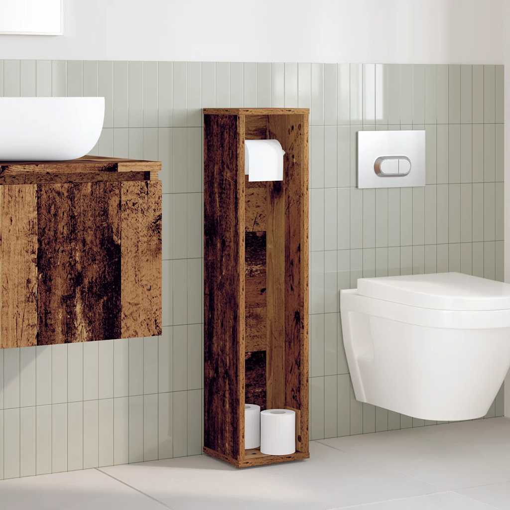 Bathroom Cabinet with Roll Holder Old Wood 20.5x20x90 cm