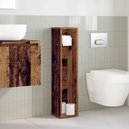 Bathroom Cabinet with Roll Holder Old Wood 20.5x20x90 cm
