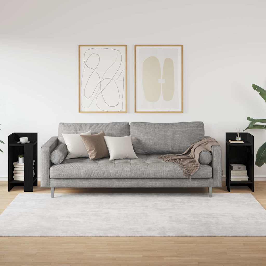 Side Tables 2 pcs with Shelf Black 25.5x27x60 cm