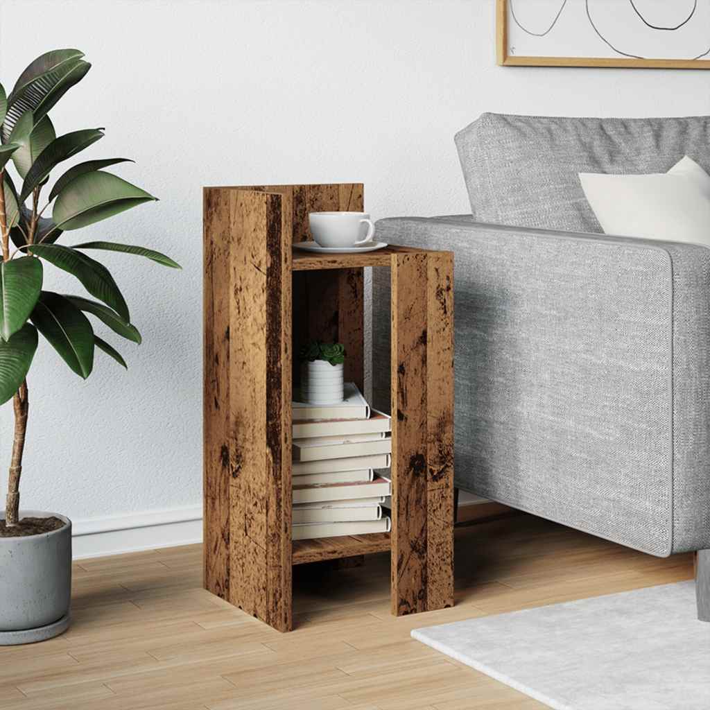 Side Table with Shelf Old Wood 25.5x27x60 cm