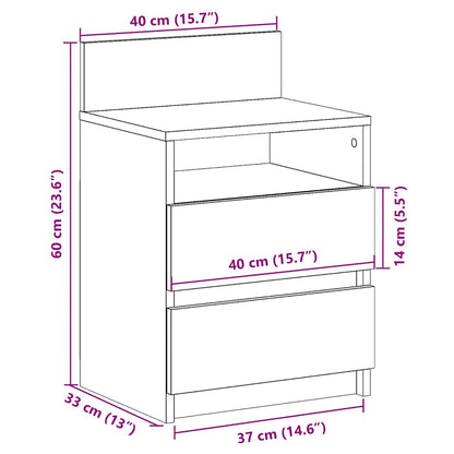 Bedside Cabinet with 2 Drawers Black 40x33x60 cm