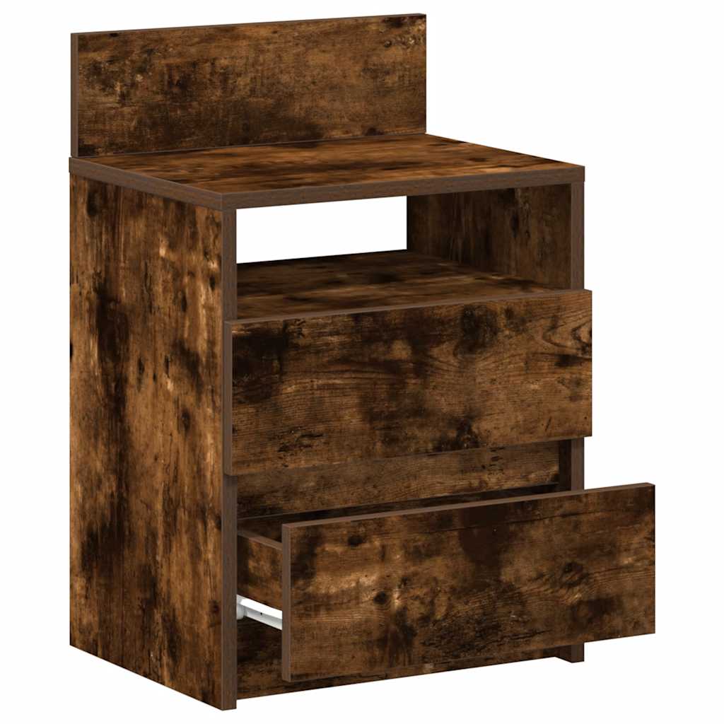 Bedside Cabinets 2 pcs with 2 Drawers Smoked Oak 40x33x60 cm