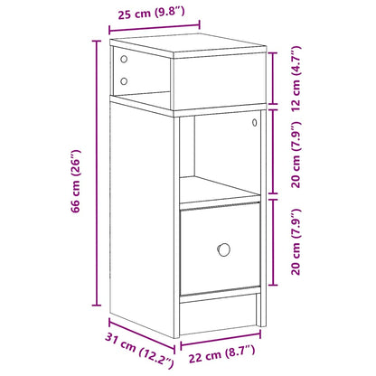 Bedside Cabinet with Drawer Grey Sonoma 25x31x66 cm