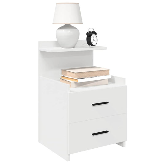 Bedside Cabinet with 2 Drawers White 40x36,5x62 cm