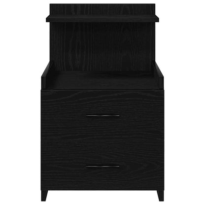 Bedside Cabinet with 2 Drawers Black 40x36.5x62 cm