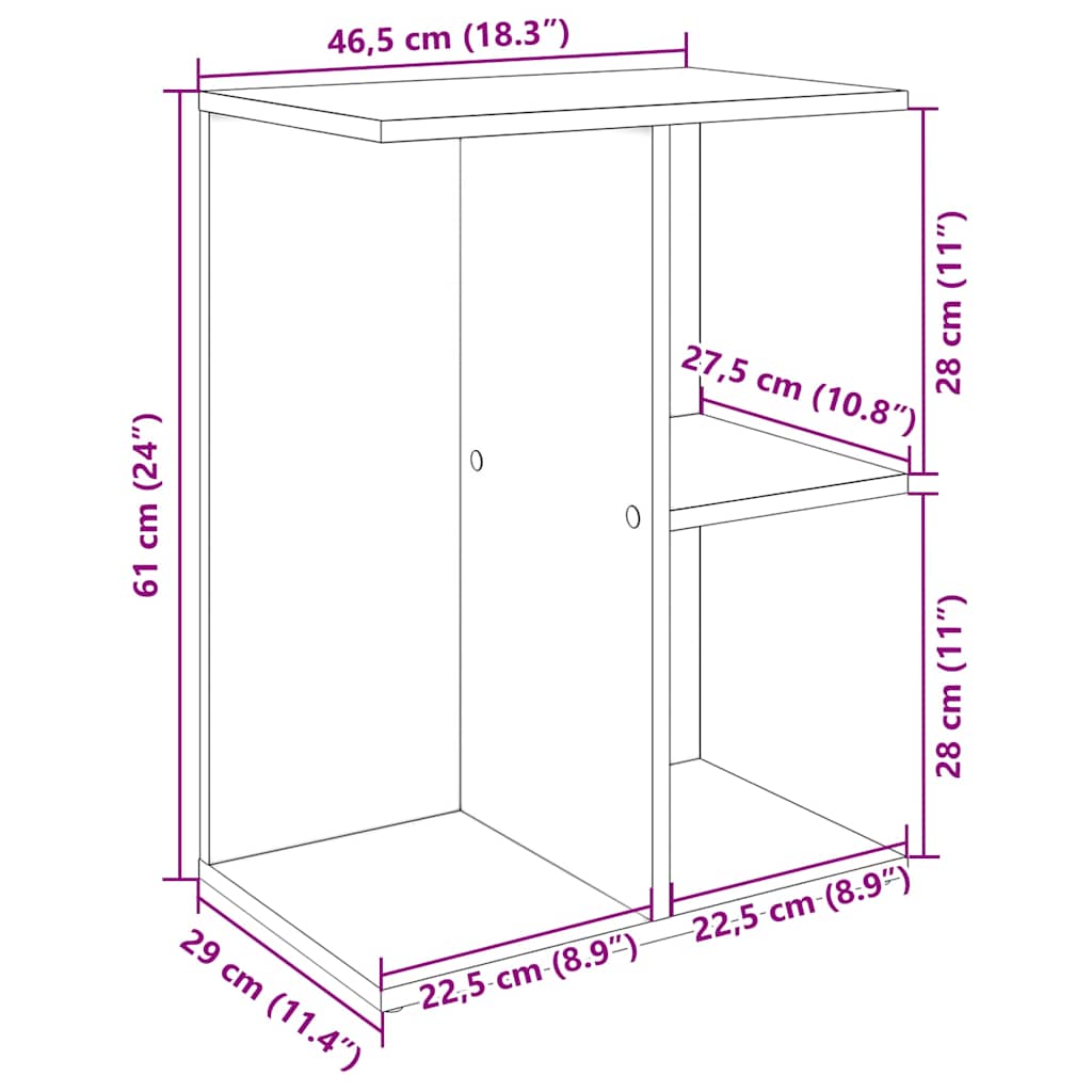 Bedside Table Brown Oak 46.5x29x61 cm Engineered Wood