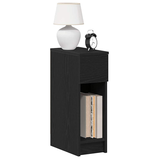 Bedside Cabinet with Drawer Black Oak 20x36x60 cm