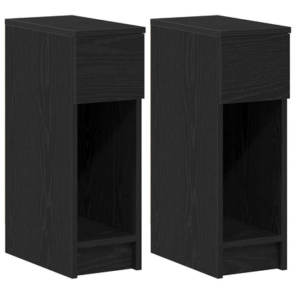 Bedside Cabinets with Drawer 2 pcs Black Oak 20x36x60 cm