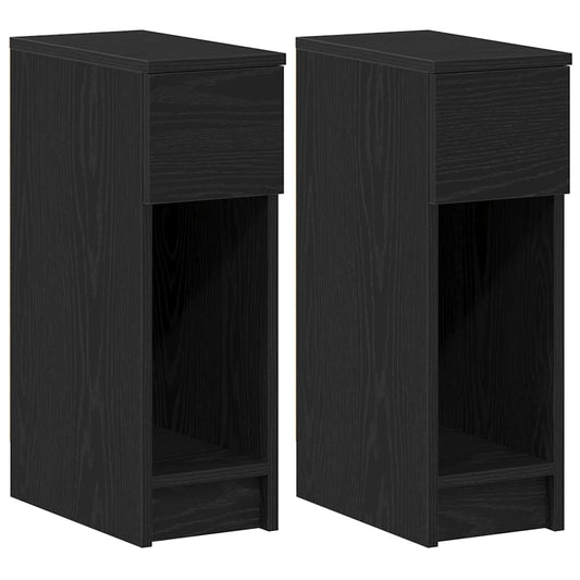 Bedside Cabinets with Drawer 2 pcs Black Oak 20x36x60 cm