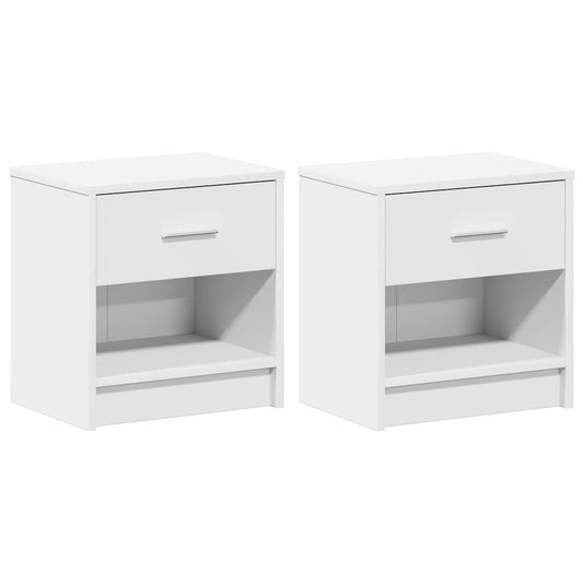 Bedside Cabinets 2 pcs with Drawer White 39x28x41 cm