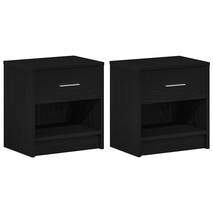 Bedside Cabinets 2 pcs with Drawer Black 39x28x41 cm