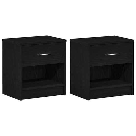 Bedside Cabinets 2 pcs with Drawer Black 39x28x41 cm