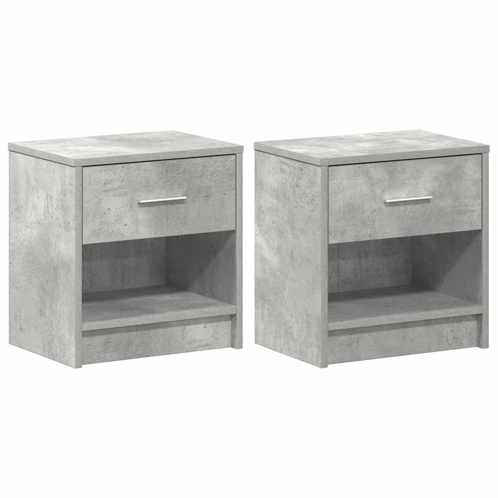 Bedside Cabinets 2 pcs with Drawer Concrete Grey 39x28x41 cm