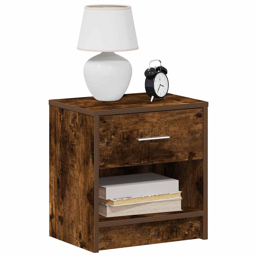 Bedside Cabinets 2 pcs with Drawer Smoked Oak 39x28x41 cm