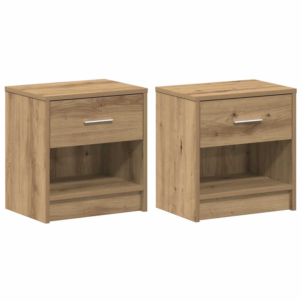 Bedside Cabinets 2 pcs with Drawer Artisan Oak 39x28x41 cm
