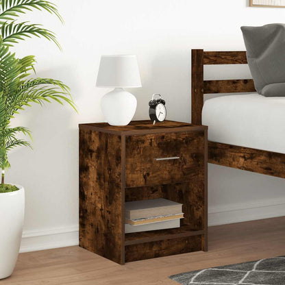 Bedside Cabinet with Drawer Smoked Oak 40x34x50 cm