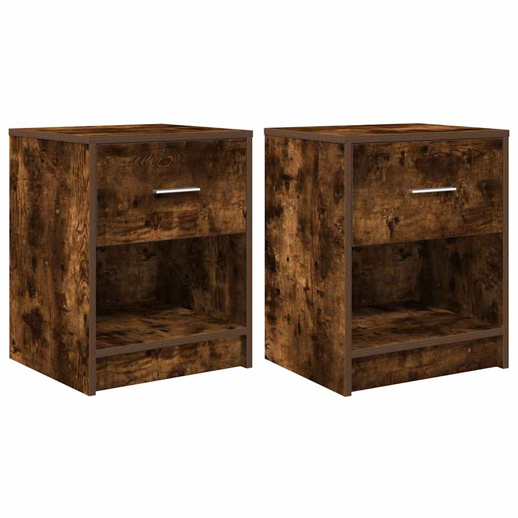 Bedside Cabinets 2 pcs with Drawer Smoked Oak 40x34x50 cm