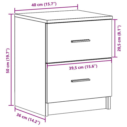 Bedside Cabinet with 2 Drawers White 40x36x50 cm