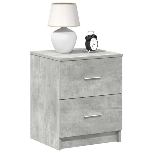Bedside Cabinet | Set of 2 | Concrete Grey | Engineered Wood | Medium