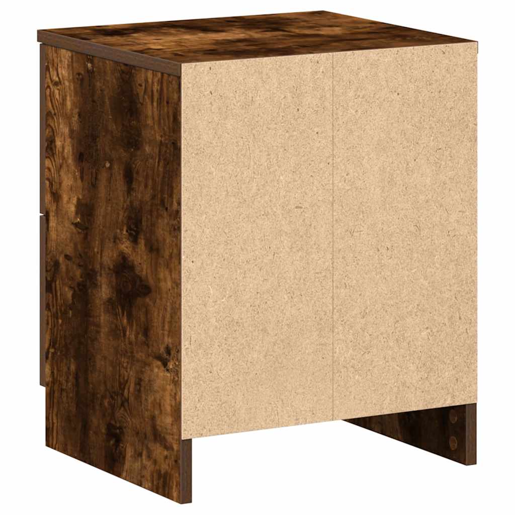 Bedside Cabinet with 2 Drawers Smoked Oak 40x36x50 cm