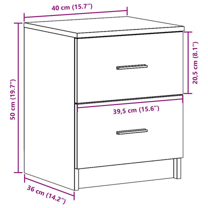 Bedside Cabinet with 2 Drawers Smoked Oak 40x36x50 cm
