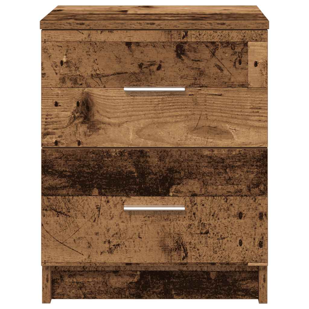 Bedside Cabinet with 2 Drawers Old Wood 40x36x50 cm