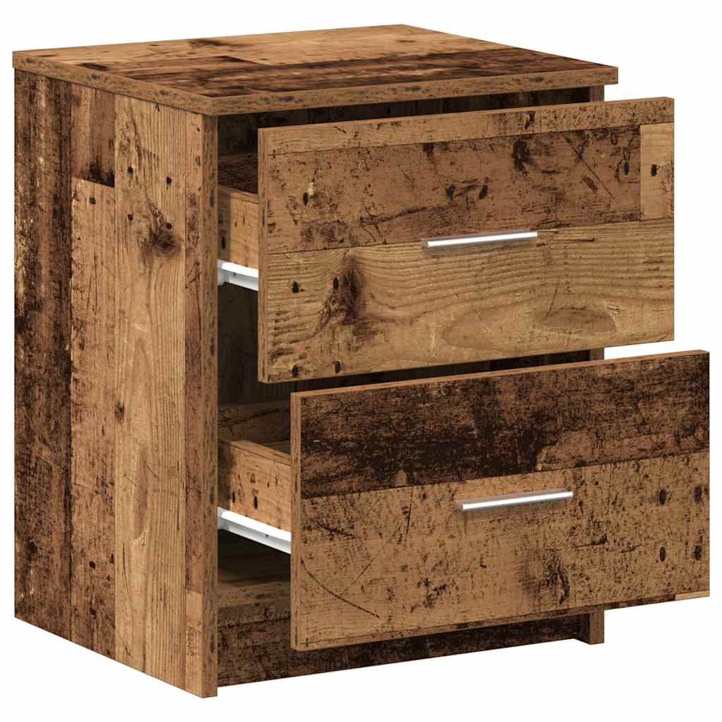 Bedside Cabinet with 2 Drawers Old Wood 40x36x50 cm