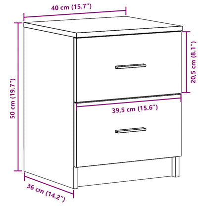 Bedside Cabinet with 2 Drawers Artisan Oak 40x36x50 cm
